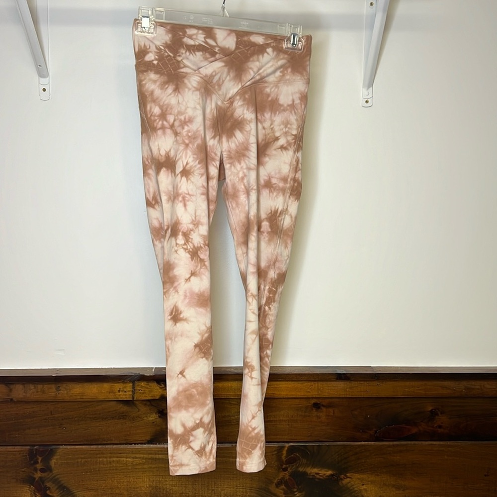 VS Pink Criss Cross Waist Mauve Tie Dye Leggings- M